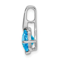14k White Gold Cushion Blue Topaz and Diamond Pendant-PM7046-BT-001-WA