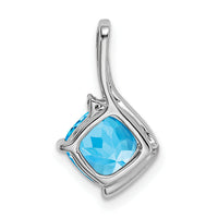 14k White Gold Cushion Blue Topaz and Diamond Pendant-PM7046-BT-001-WA
