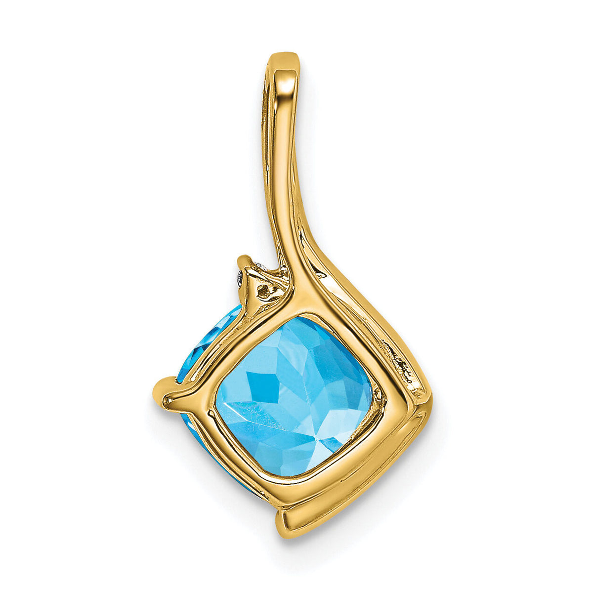 14k Cushion Blue Topaz and Diamond Pendant-PM7046-BT-001-YA