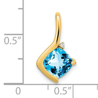 14k Cushion Blue Topaz and Diamond Pendant-PM7046-BT-001-YA