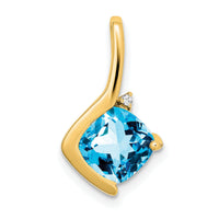 14k Cushion Blue Topaz and Diamond Pendant-PM7046-BT-001-YA