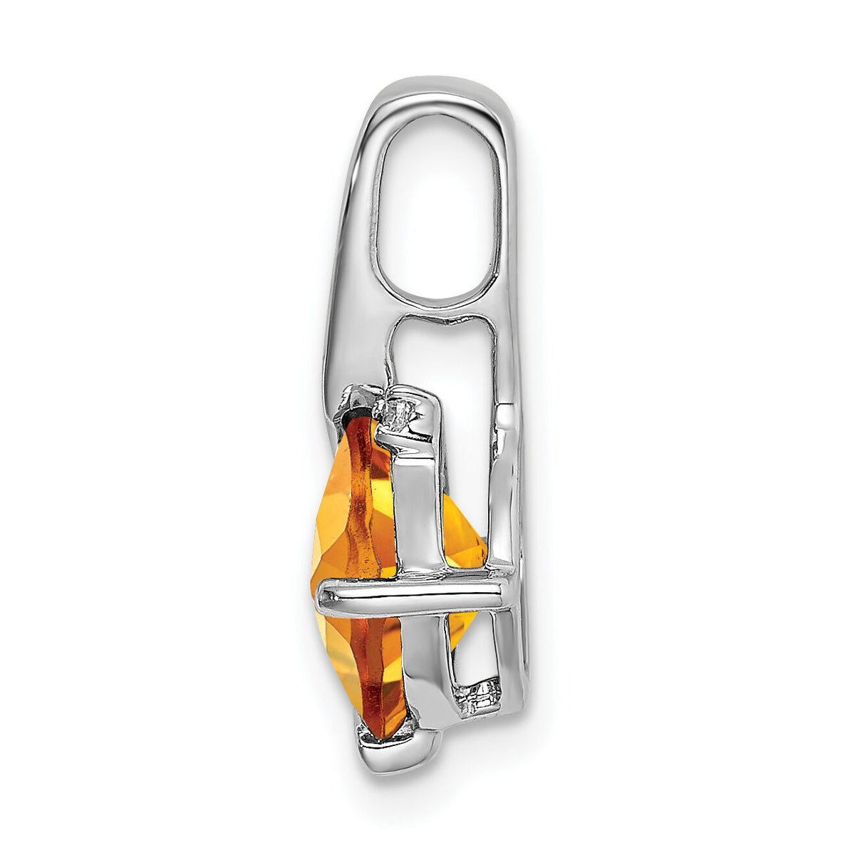 14k White Gold Cushion Citrine and Diamond Pendant-PM7046-CI-001-WA