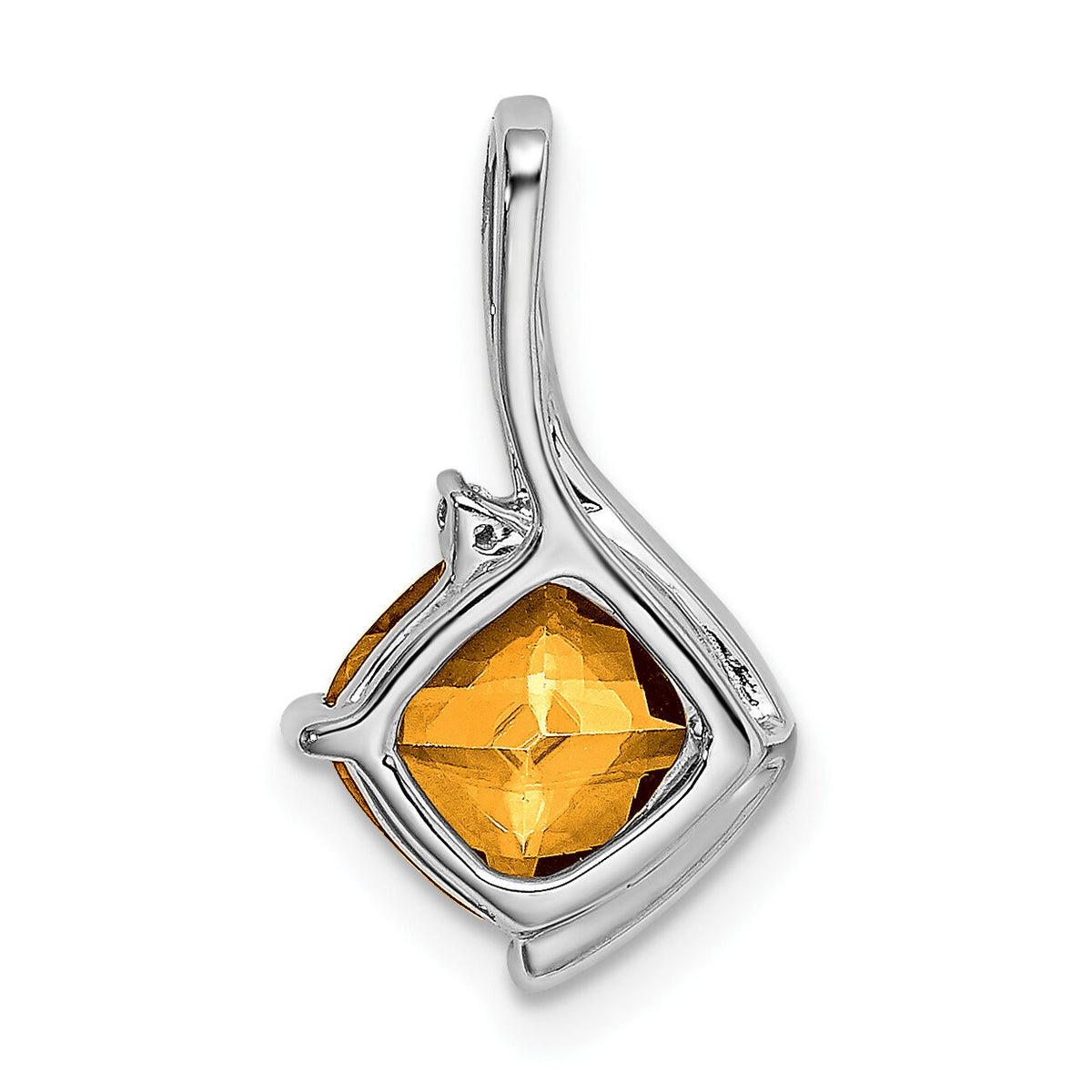 14k White Gold Cushion Citrine and Diamond Pendant-PM7046-CI-001-WA