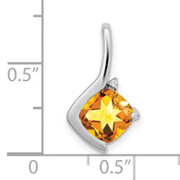 14k White Gold Cushion Citrine and Diamond Pendant-PM7046-CI-001-WA