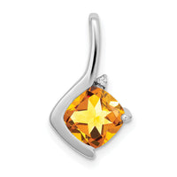 14k White Gold Cushion Citrine and Diamond Pendant-PM7046-CI-001-WA