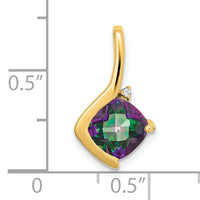 14k Cushion Mystic Fire Topaz and Diamond Pendant-PM7046-FT-001-YA