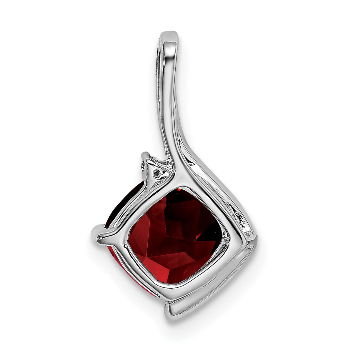 14k White Gold Cushion Garnet and Diamond Pendant-PM7046-GA-001-WA