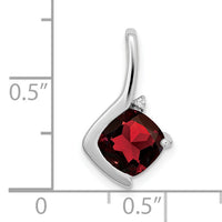 14k White Gold Cushion Garnet and Diamond Pendant-PM7046-GA-001-WA