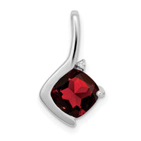 14k White Gold Cushion Garnet and Diamond Pendant-PM7046-GA-001-WA