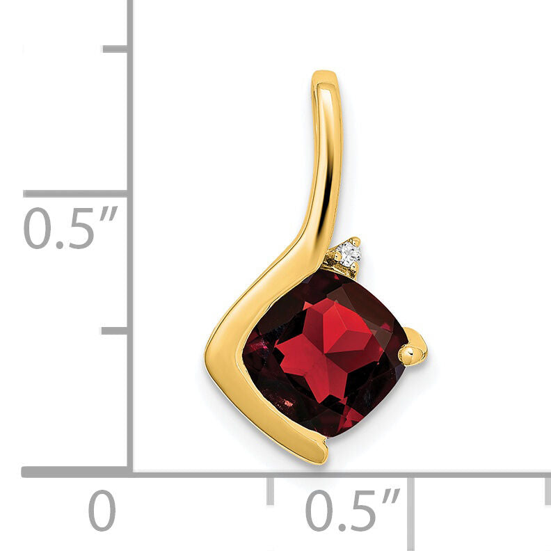14k Cushion Garnet and Diamond Pendant-PM7046-GA-001-YA