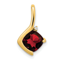 14k Cushion Garnet and Diamond Pendant-PM7046-GA-001-YA