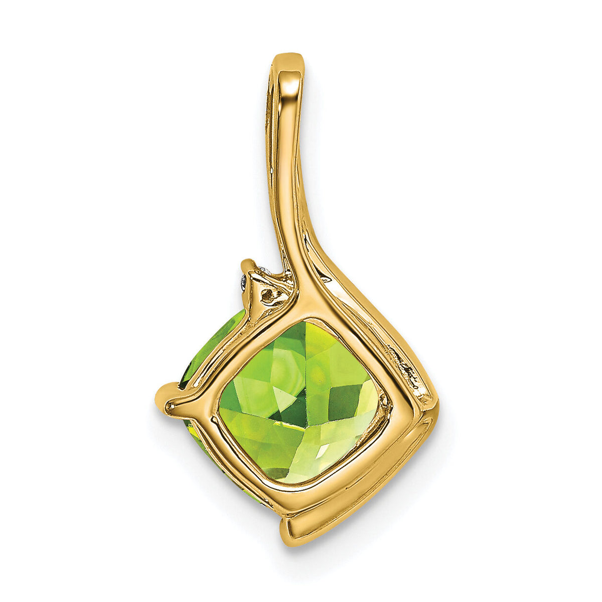 14k Cushion Peridot and Diamond Pendant-PM7046-PE-001-YA