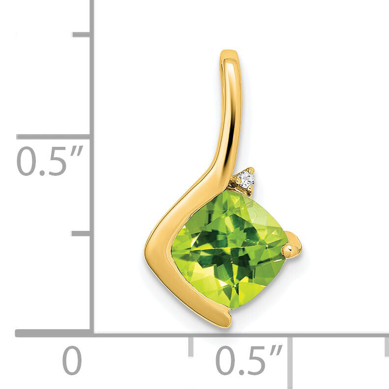 14k Cushion Peridot and Diamond Pendant-PM7046-PE-001-YA