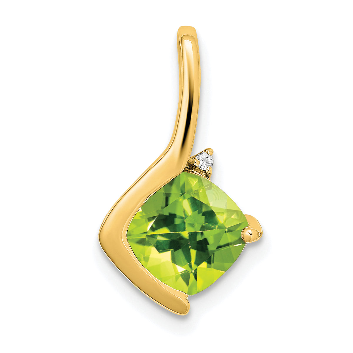 14k Cushion Peridot and Diamond Pendant-PM7046-PE-001-YA