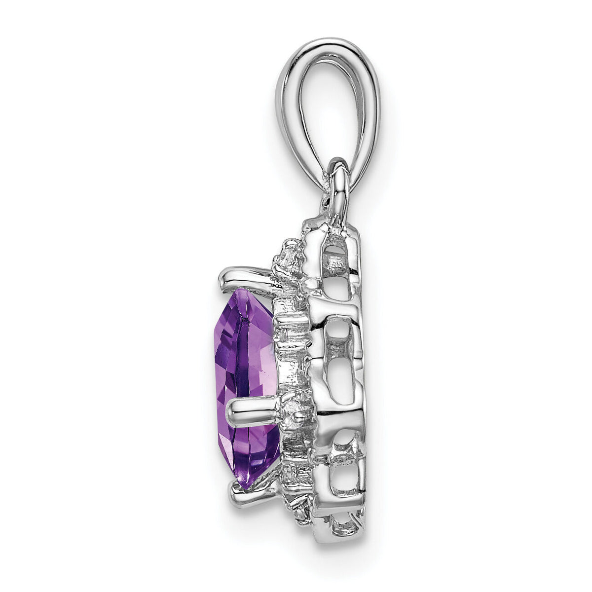 14k White Gold Amethyst and Diamond Scalloped Pendant-PM7047-AM-004-WA