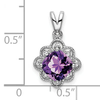 14k White Gold Amethyst and Diamond Scalloped Pendant-PM7047-AM-004-WA