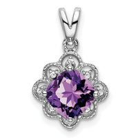 14k White Gold Amethyst and Diamond Scalloped Pendant-PM7047-AM-004-WA