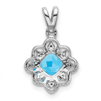 14k White Gold Blue Topaz and Diamond Scalloped Pendant-PM7047-BT-004-WA