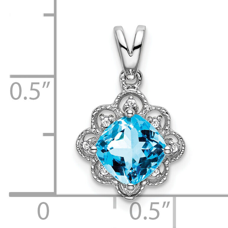 14k White Gold Blue Topaz and Diamond Scalloped Pendant-PM7047-BT-004-WA
