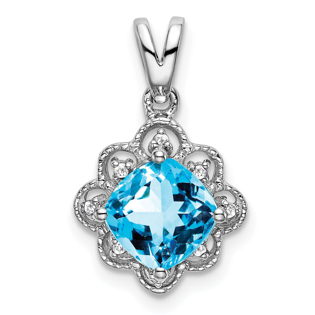14k White Gold Blue Topaz and Diamond Scalloped Pendant-PM7047-BT-004-WA