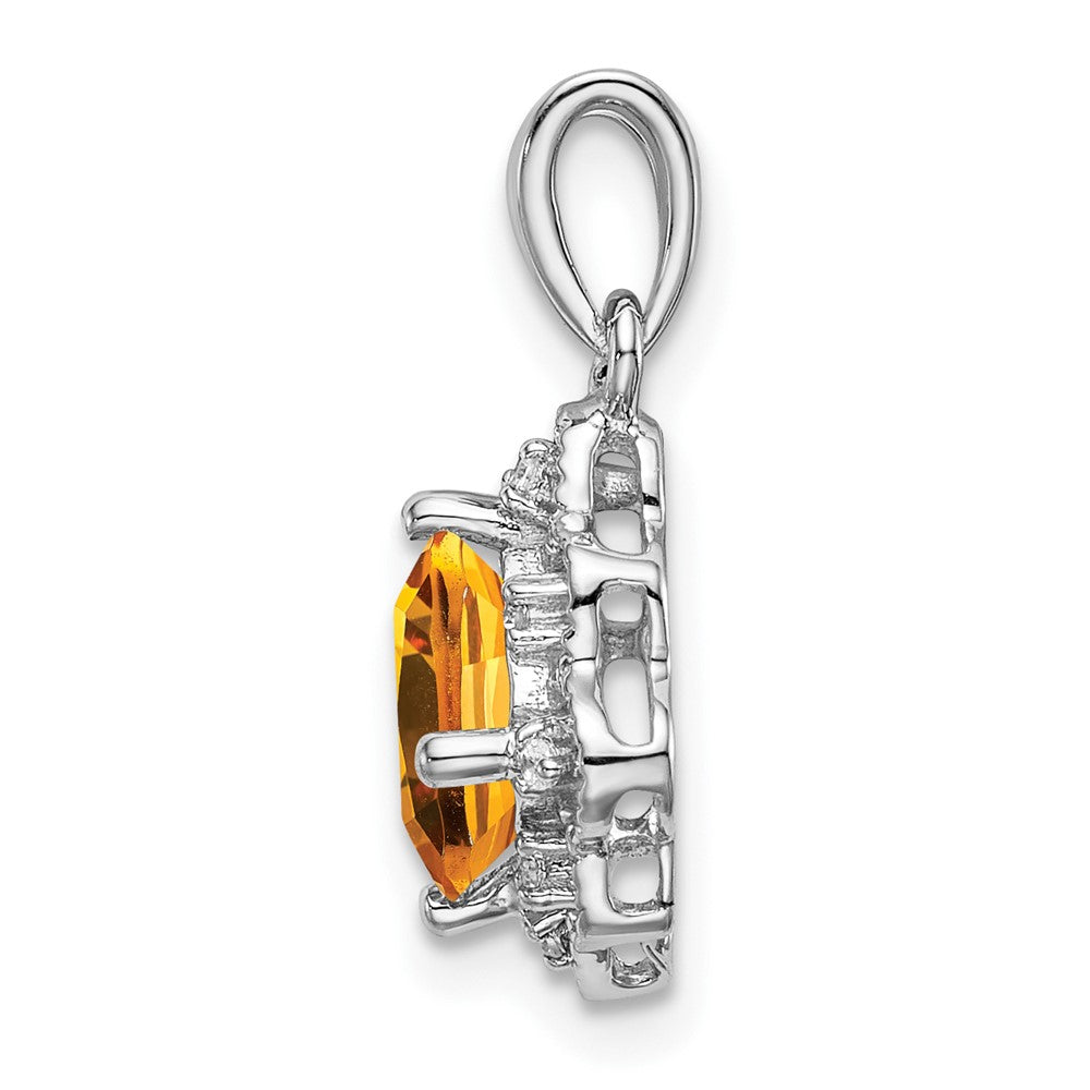 14k White Gold Citrine and Diamond Scalloped Pendant-PM7047-CI-004-WA