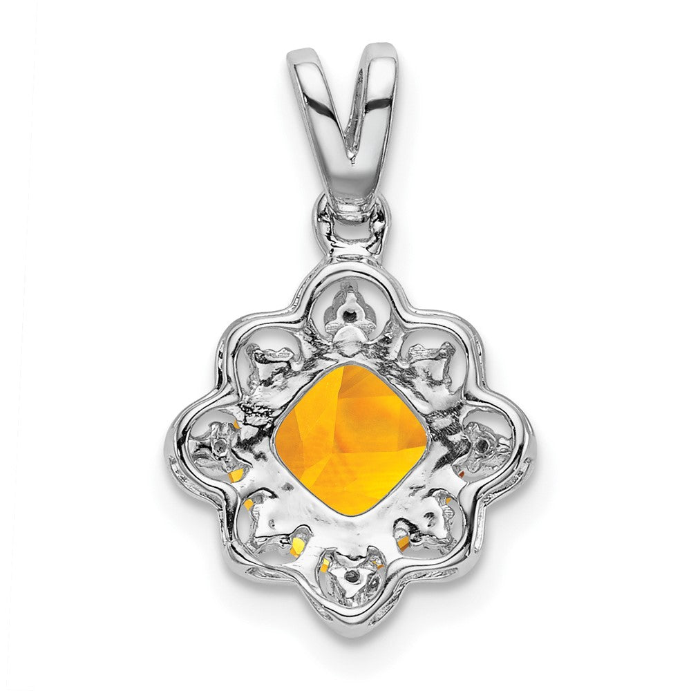 14k White Gold Citrine and Diamond Scalloped Pendant-PM7047-CI-004-WA