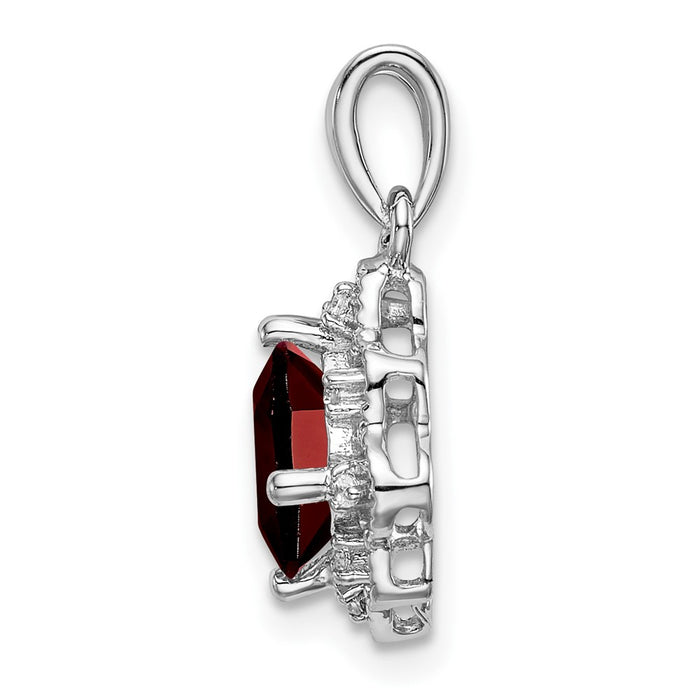 14k White Gold Garnet and Diamond Scalloped Pendant-PM7047-GA-004-WA
