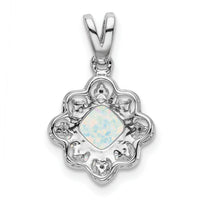 14k White Gold Created Opal and Diamond Scalloped Pendant-PM7047-OP-004-WA