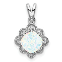14k White Gold Created Opal and Diamond Scalloped Pendant-PM7047-OP-004-WA