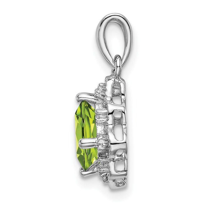 14k White Gold Peridot and Diamond Scalloped Pendant-PM7047-PE-004-WA