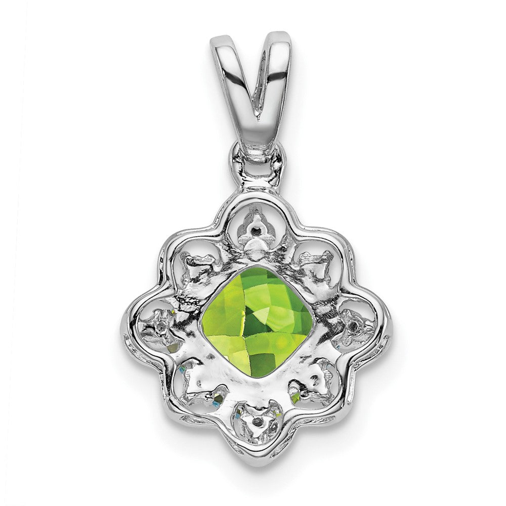 14k White Gold Peridot and Diamond Scalloped Pendant-PM7047-PE-004-WA