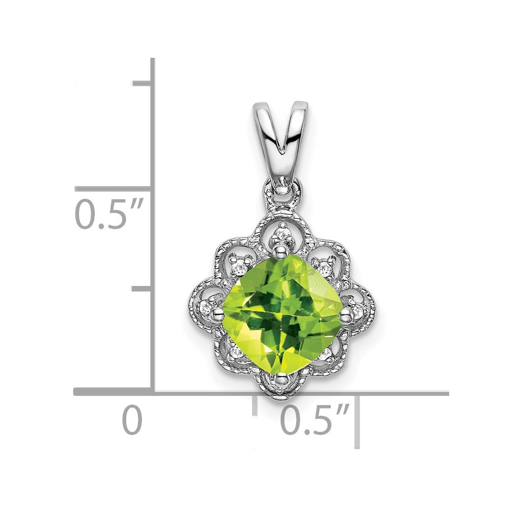 14k White Gold Peridot and Diamond Scalloped Pendant-PM7047-PE-004-WA