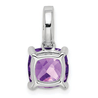 14k White Gold Cushion Amethyst and Diamond Pendant-PM7048-AM-006-WA