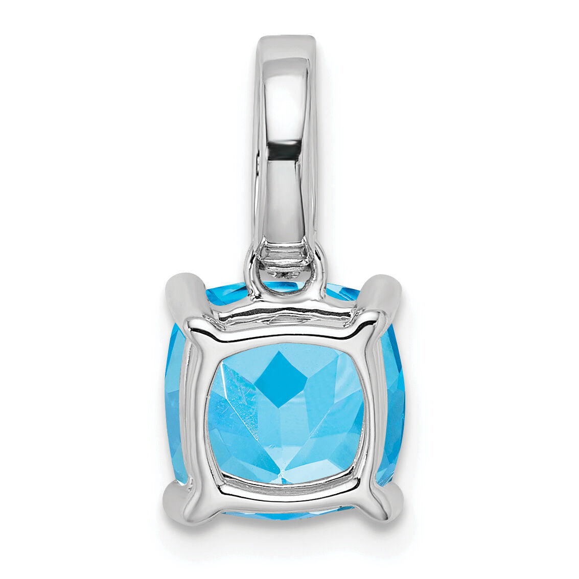 14k White Gold Cushion Blue Topaz and Diamond Pendant-PM7048-BT-006-WA