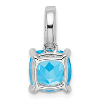 14k White Gold Cushion Blue Topaz and Diamond Pendant-PM7048-BT-006-WA