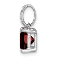 14k White Gold Cushion Garnet and Diamond Pendant-PM7048-GA-006-WA