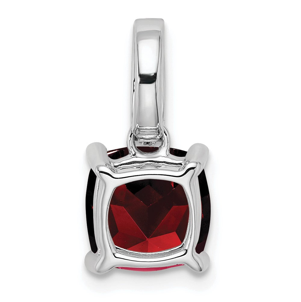 14k White Gold Cushion Garnet and Diamond Pendant-PM7048-GA-006-WA