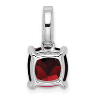 14k White Gold Cushion Garnet and Diamond Pendant-PM7048-GA-006-WA