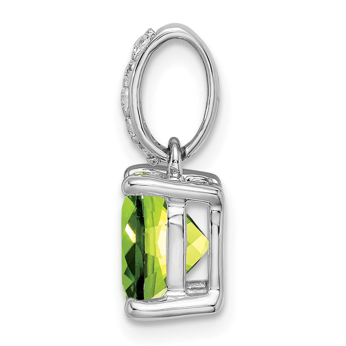 14k White Gold Cushion Peridot and Diamond Pendant-PM7048-PE-006-WA