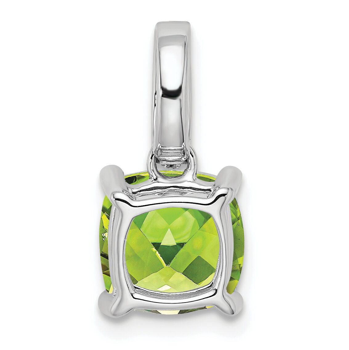 14k White Gold Cushion Peridot and Diamond Pendant-PM7048-PE-006-WA