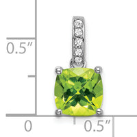 14k White Gold Cushion Peridot and Diamond Pendant-PM7048-PE-006-WA