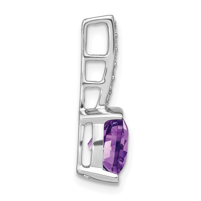 14k White Gold Cushion Amethyst and Diamond Pendant-PM7049-AM-012-WA