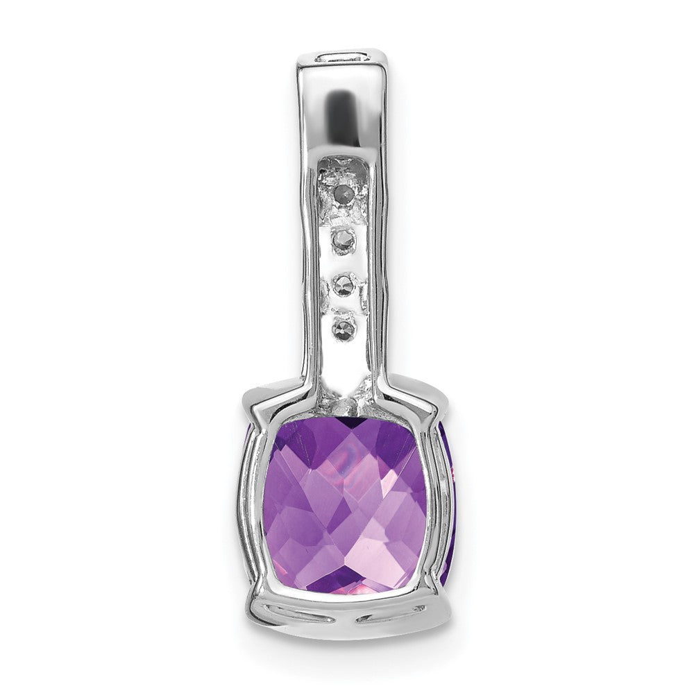 14k White Gold Cushion Amethyst and Diamond Pendant-PM7049-AM-012-WA