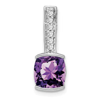 14k White Gold Cushion Amethyst and Diamond Pendant-PM7049-AM-012-WA