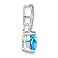 14k White Gold Cushion Blue Topaz and Diamond Pendant-PM7049-BT-012-WA