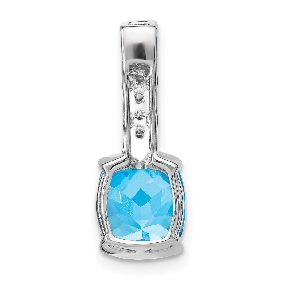 14k White Gold Cushion Blue Topaz and Diamond Pendant-PM7049-BT-012-WA