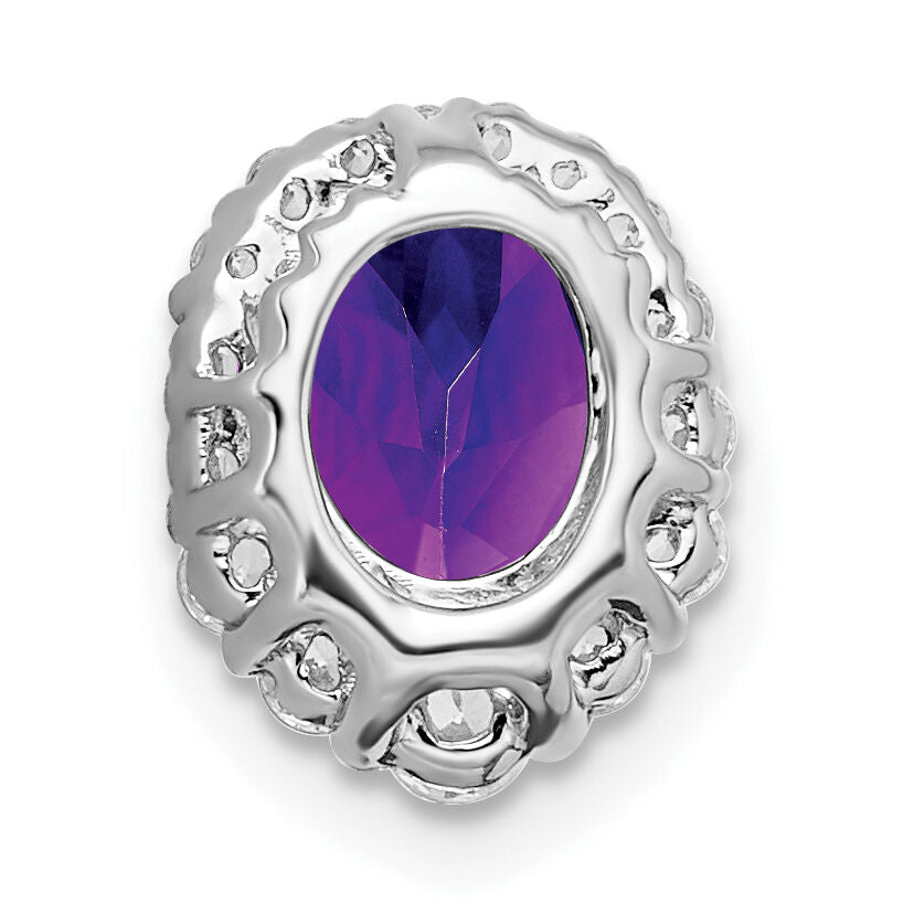 14k White Gold Oval Amethyst and Diamond Halo Chain Slide-PM7050-AM-033-WA