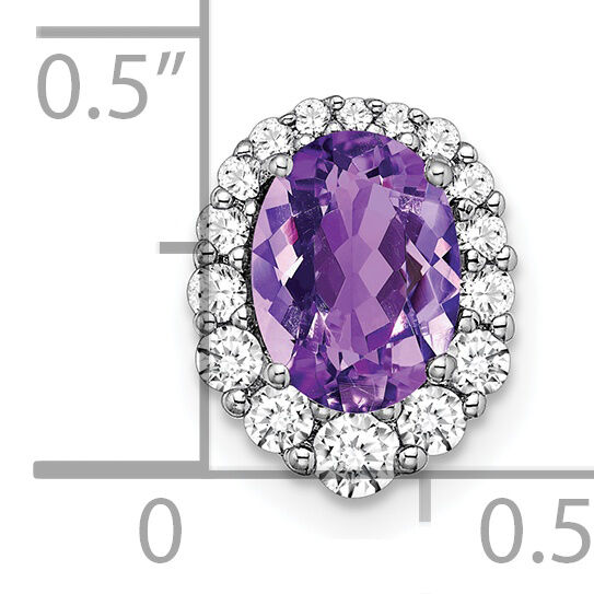 14k White Gold Oval Amethyst and Diamond Halo Chain Slide-PM7050-AM-033-WA