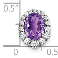 14k White Gold Oval Amethyst and Diamond Halo Chain Slide-PM7050-AM-033-WA