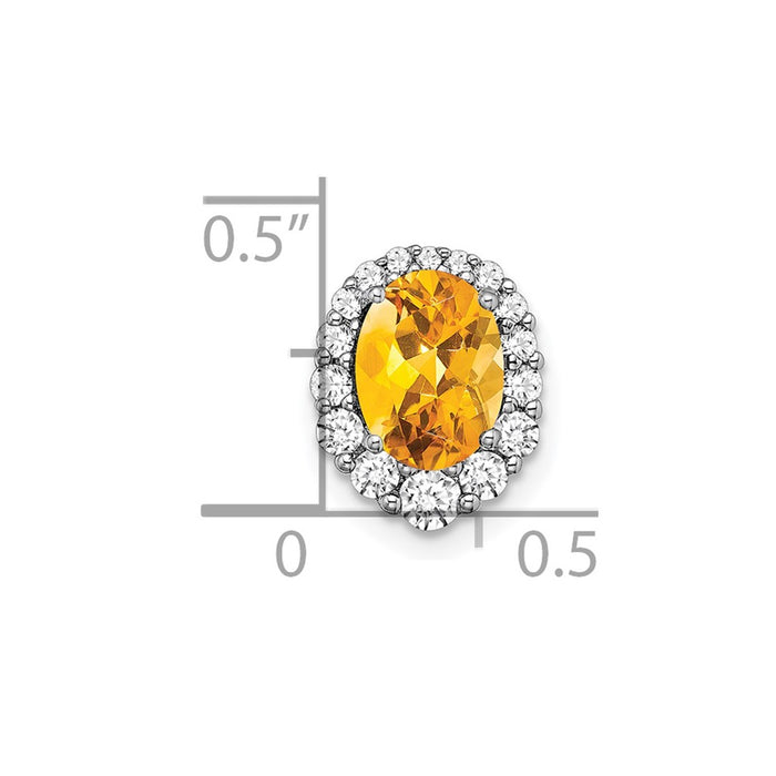 14k White Gold Oval Citrine and Diamond Halo Chain Slide-PM7050-CI-033-WA